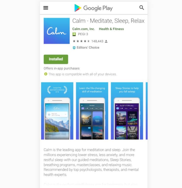 App Store Optimization for meditation app Calm